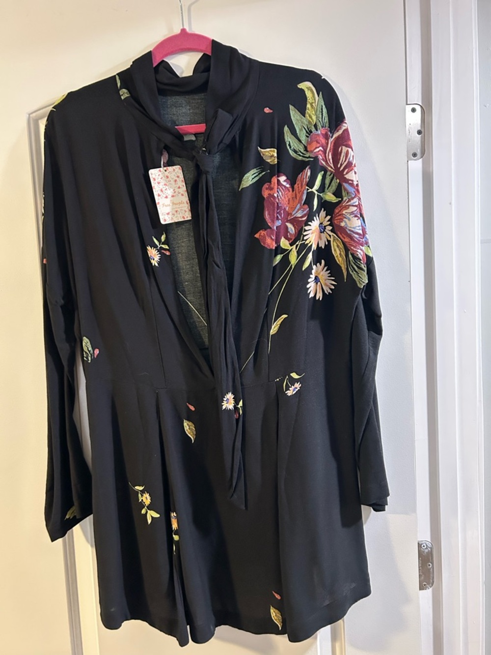 Free People black flowered mini dress - Picture 2 of 5